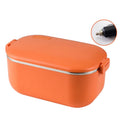 48W 1L  304 Stainless Steel Heating Lunch Box Can Be Plugged In 12V Car Plug(Orange)