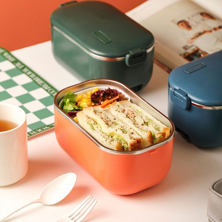 48W 1L  304 Stainless Steel Heating Lunch Box Can Be Plugged In 12V Car Plug(Orange)