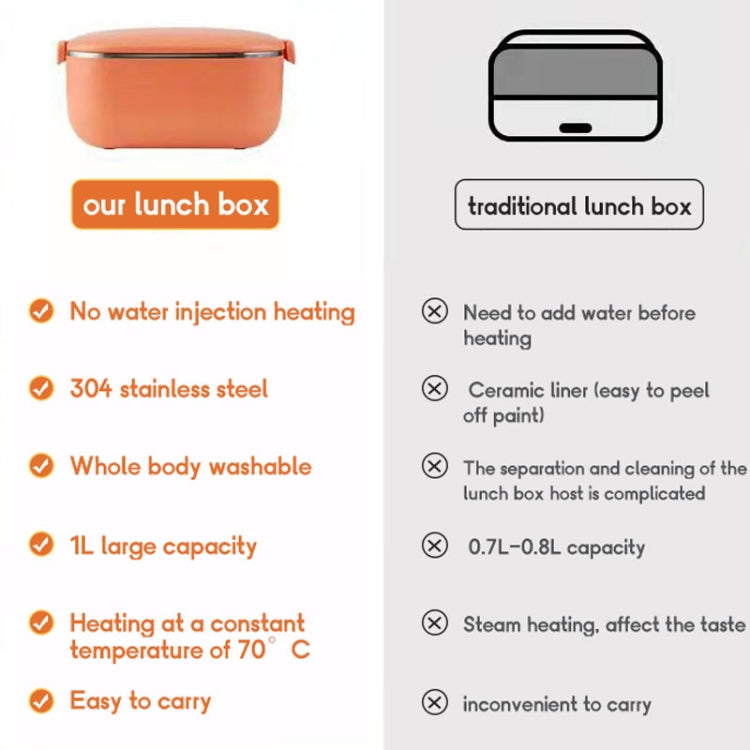 48W 1L  304 Stainless Steel Heating Lunch Box Can Be Plugged In 12V Car Plug(Blue)