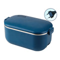 48W 1L  304 Stainless Steel Heating Lunch Box Can Be Plugged In EU Plug(Blue)