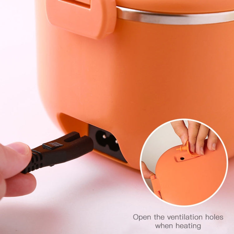48W 1L  304 Stainless Steel Heating Lunch Box Can Be Plugged In EU Plug(Orange)
