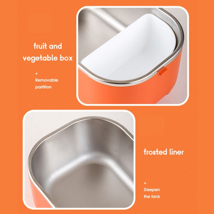 48W 1L  304 Stainless Steel Heating Lunch Box Can Be Plugged In EU Plug(Orange)