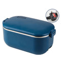 48W 1L  304 Stainless Steel Heating Lunch Box Can Be Plugged In UK Plug(Blue)