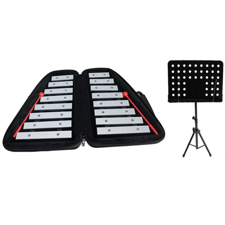 JZ-35 16-Tone Double Row Carillon Orff Percussion Instrument, Color: Silver With Shelf