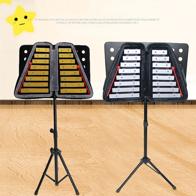 JZ-35 16-Tone Double Row Carillon Orff Percussion Instrument, Color: Silver With Shelf