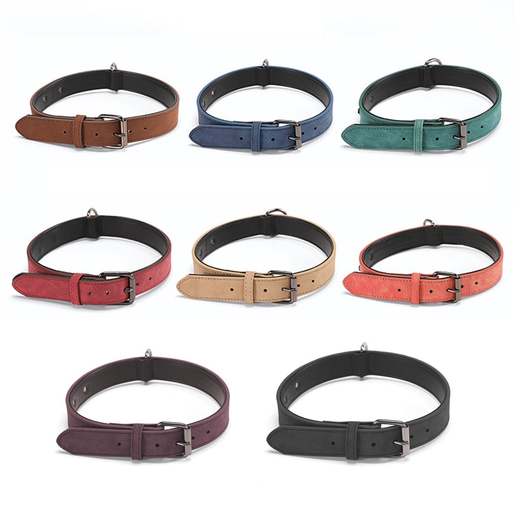 JINMAOHOU Dogs Double-Layer Leather Collar, Specification: S 39x2.2cm(Orange)