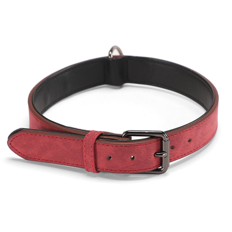 JINMAOHOU Dogs Double-Layer Leather Collar, Specification: M 49x2.7cm(Red)