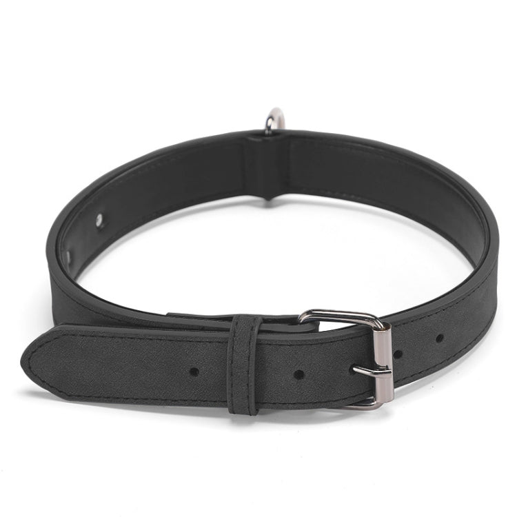 JINMAOHOU Dogs Double-Layer Leather Collar, Specification: M 49x2.7cm(Black)