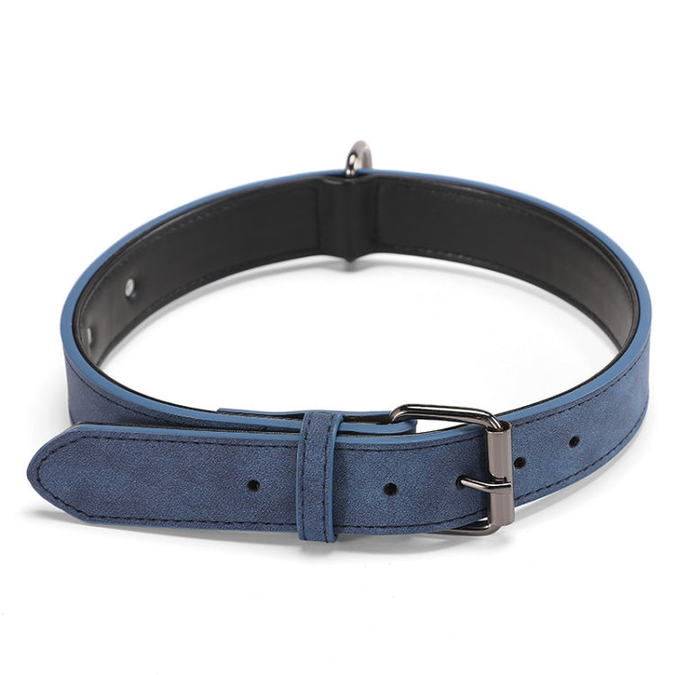 JINMAOHOU Dogs Double-Layer Leather Collar, Specification: L 59x3.2cm(Blue)