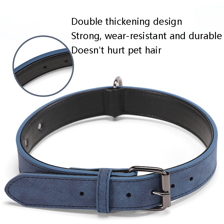 JINMAOHOU Dogs Double-Layer Leather Collar, Specification: L 59x3.2cm(Red)