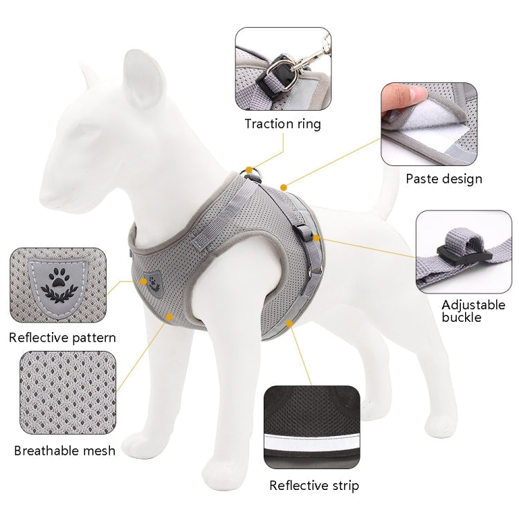 BL-844 Pet Chest Straps Reflective Breathable Dog Rope, Size: XL(Silver Gray)