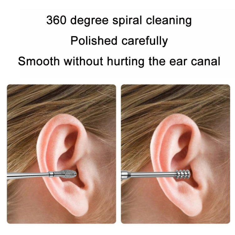 6 In 1 Stainless Steel Spring Spiral Portable Ear Pick, Specification: Blue