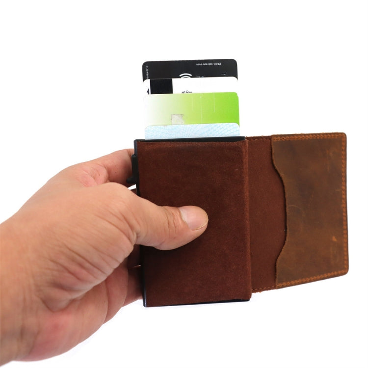 Anti-Theft Positioning Wallet Men Card Holder Mini Wallets For Airtag(Cowhide Dark Brown)