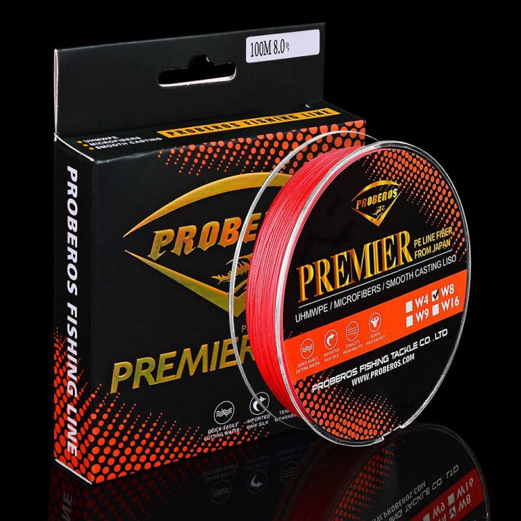 PROBEROS 8 Edited 100M Majestic Horse Fish Line, Line number: 4.0 / 50LB(Red)