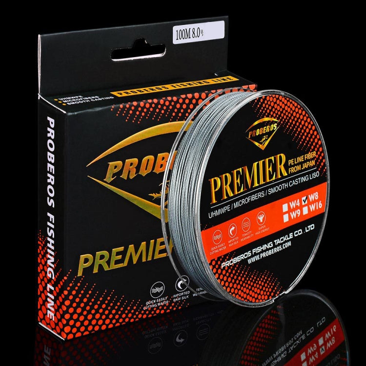 PROBEROS 8 Edited 100M Majestic Horse Fish Line, Line number: 7.0 / 80LB(Grey)