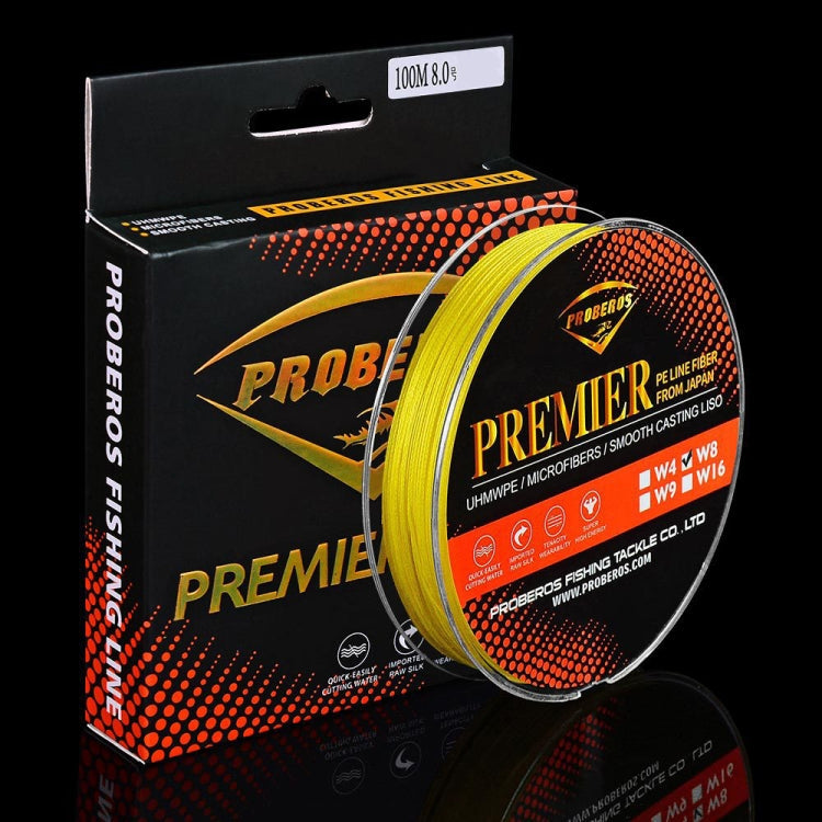 PROBEROS 8 Edited 100M Majestic Horse Fish Line, Line number: 13.0 / 120LB(Yellow)