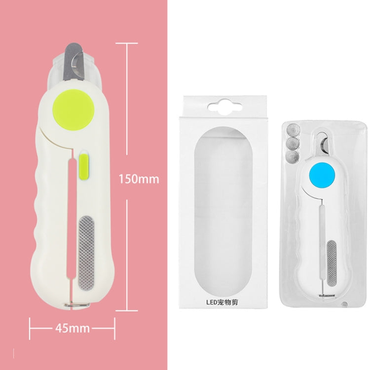 Pet Nail Clippers Nail Polisher, Style: With Lamp Type (Blue)
