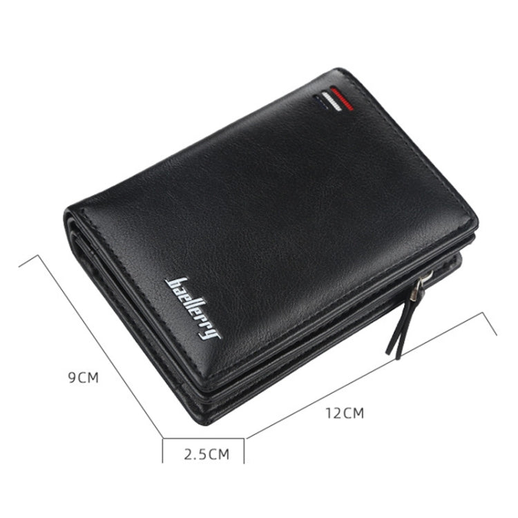 Baellerry D3216 Men Short Vertical Multi-Card Snap Coin Purse(Black)
