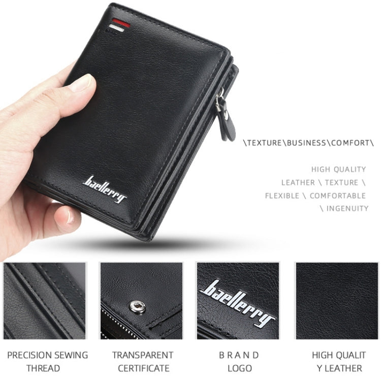 Baellerry D3216 Men Short Vertical Multi-Card Snap Coin Purse(Black)
