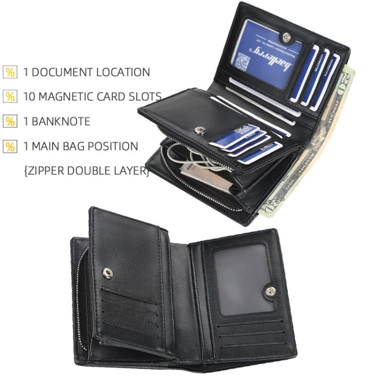 Baellerry D3216 Men Short Vertical Multi-Card Snap Coin Purse(Black)