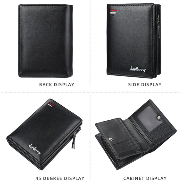 Baellerry D3216 Men Short Vertical Multi-Card Snap Coin Purse(Black)