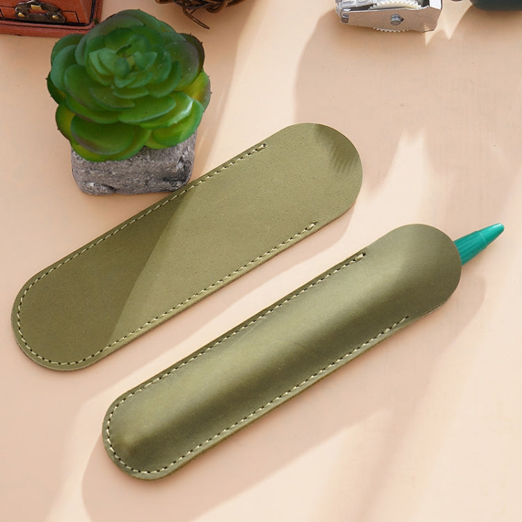 Single Pen Bag Handmade Line Pen Holder, Size: Small(Olive Green)