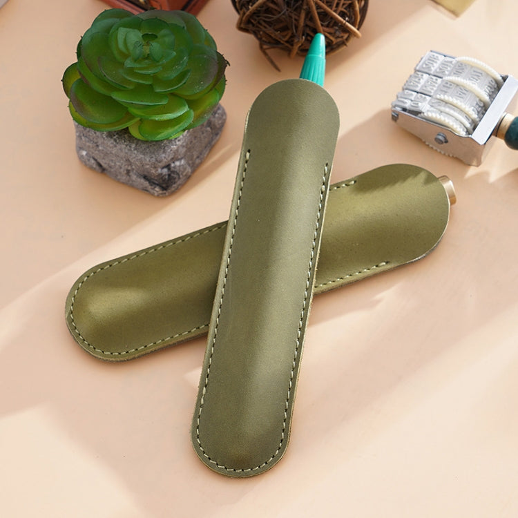 Single Pen Bag Handmade Line Pen Holder, Size: Small(Olive Green)