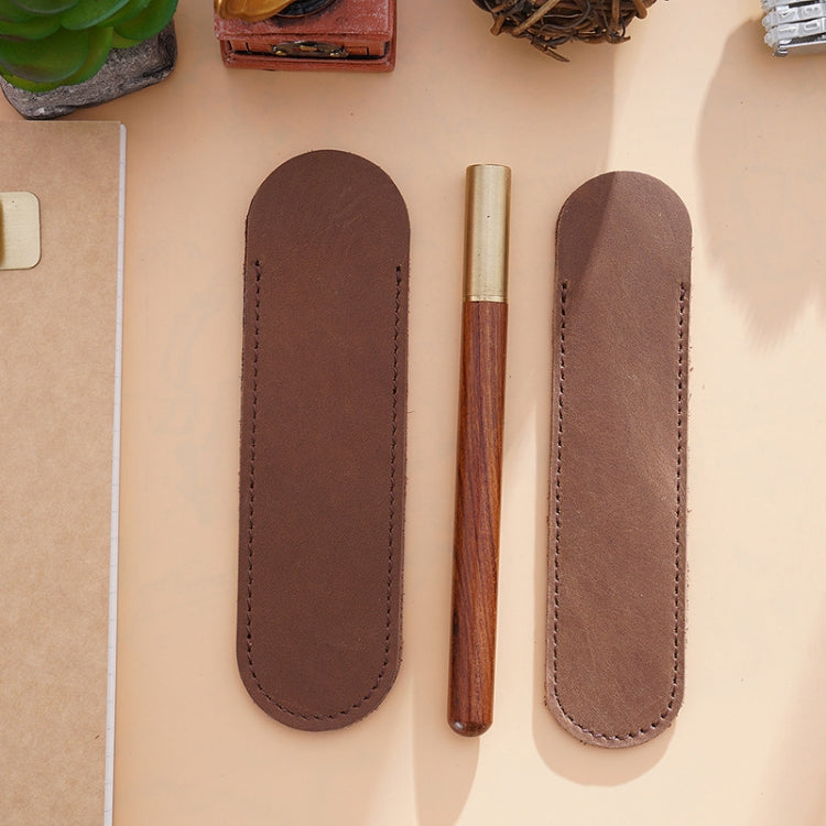 Single Pen Bag Handmade Line Pen Holder, Size: Large(Brown)