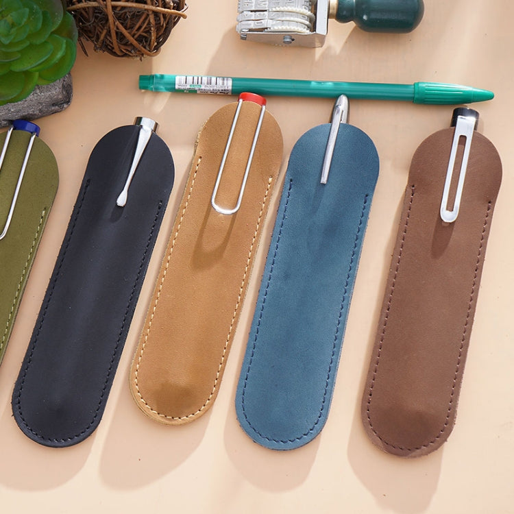Single Pen Bag Handmade Line Pen Holder, Size: Large(Brown)