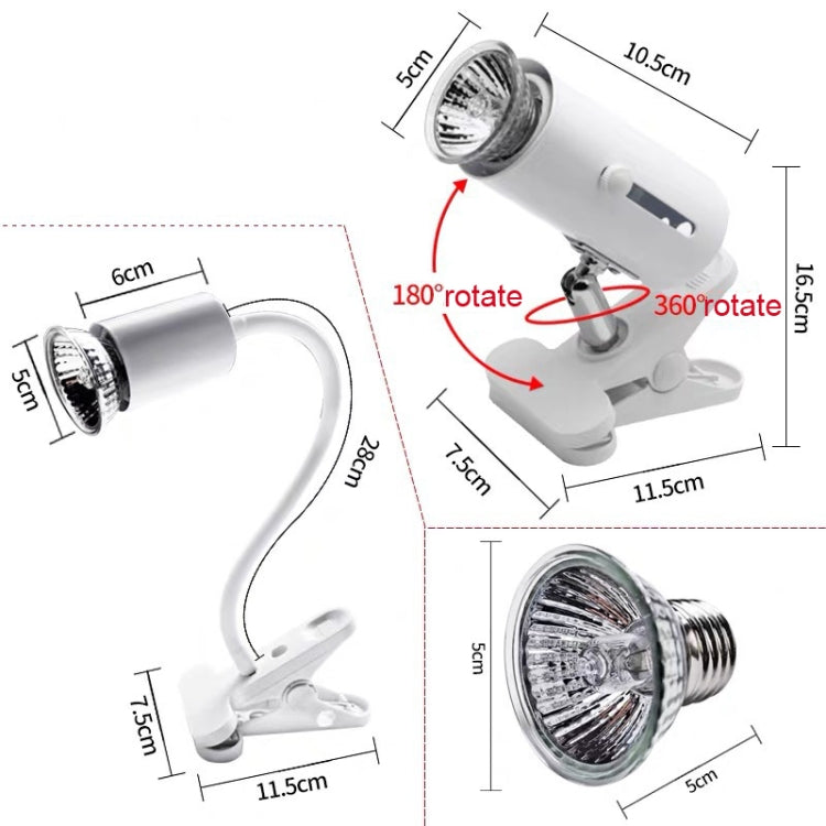 ZY-UAB Turtle Backlight UVA Heated Climbing Pet Backlight, EU Plug With Bulb( White Short Light Stand)