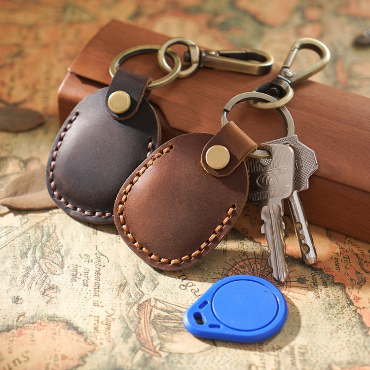 18Y-011 Vintage Leather Access Control Proximity Card Holder(Brown)