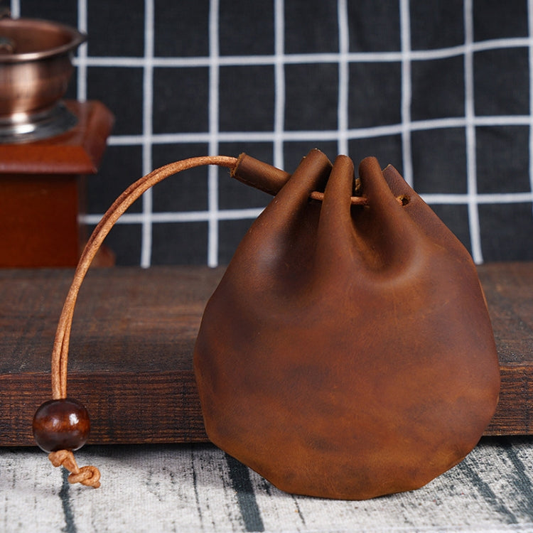 18L-107 Vintage Leather Coin Purse Mini Organizer(Brown)