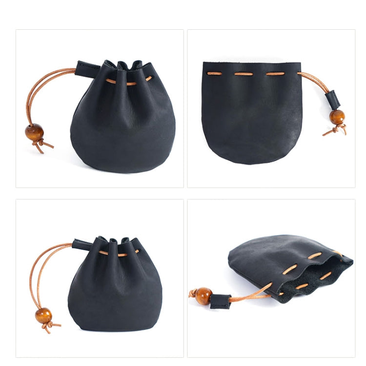 18L-107 Vintage Leather Coin Purse Mini Organizer(Black)
