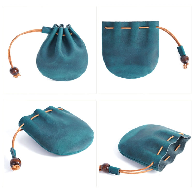18L-107 Vintage Leather Coin Purse Mini Organizer(Blue)
