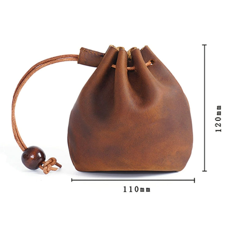 18L-107 Vintage Leather Coin Purse Mini Organizer(Wine Red)