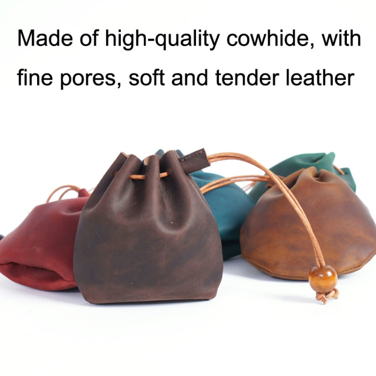18L-107 Vintage Leather Coin Purse Mini Organizer(Wine Red)