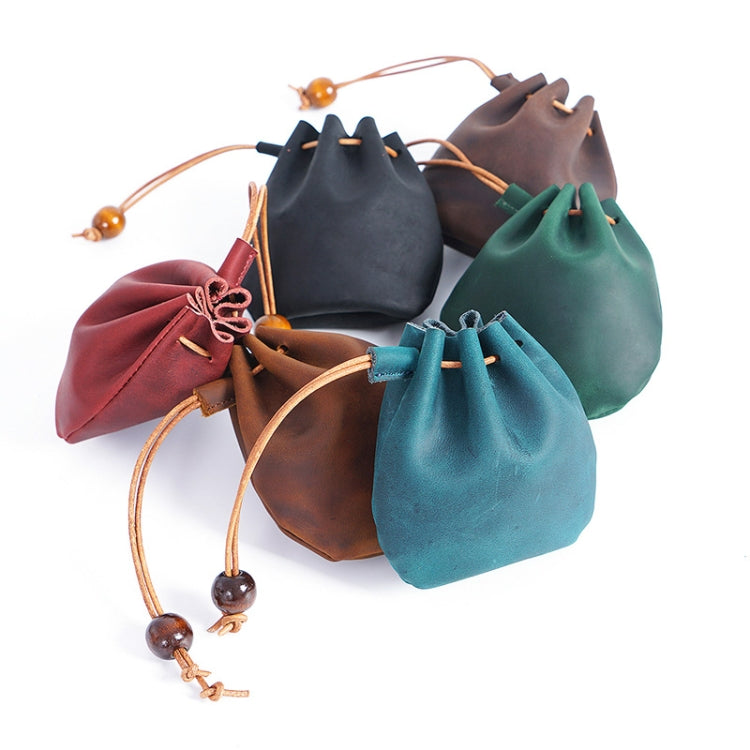 18L-107 Vintage Leather Coin Purse Mini Organizer(Wine Red)