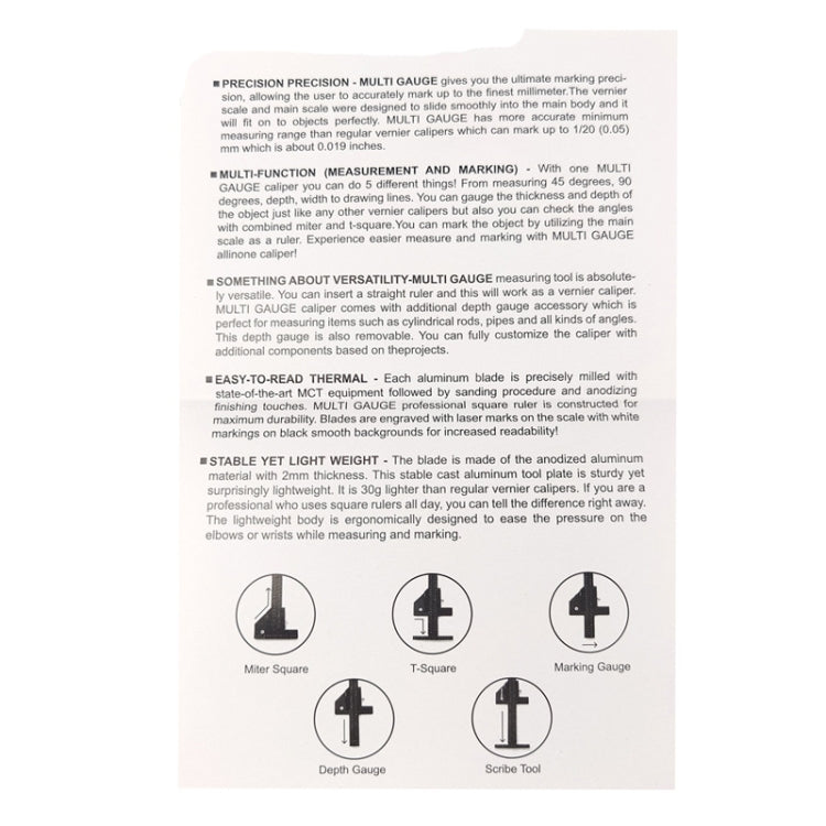 T072 Woodworking Multifunctional Aluminum Alloy Marking Ruler(T Type Ruler)