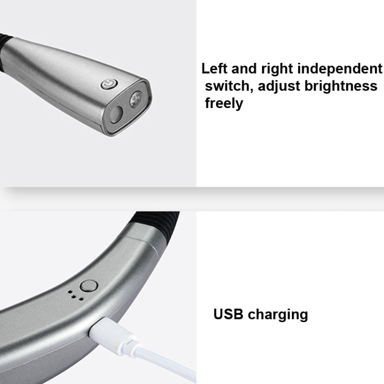 LED Hanging Neck Light Universal Hose Eye Protection Reading Light(Space Silver)