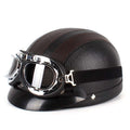 BSDDP A0318 PU Helmet With Goggles, Size: One Size(Black Brown)