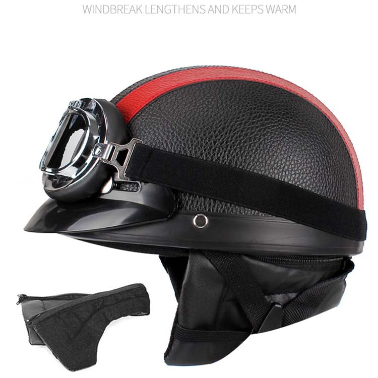 BSDDP A0318 PU Helmet With Goggles, Size: One Size(Black)