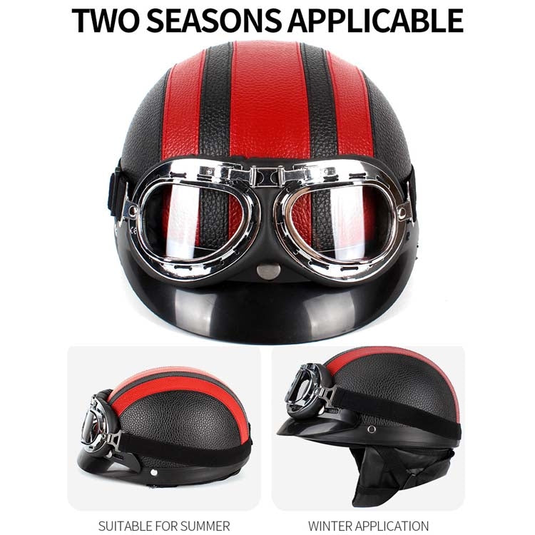 BSDDP A0318 PU Helmet With Goggles, Size: One Size(Black Pink)