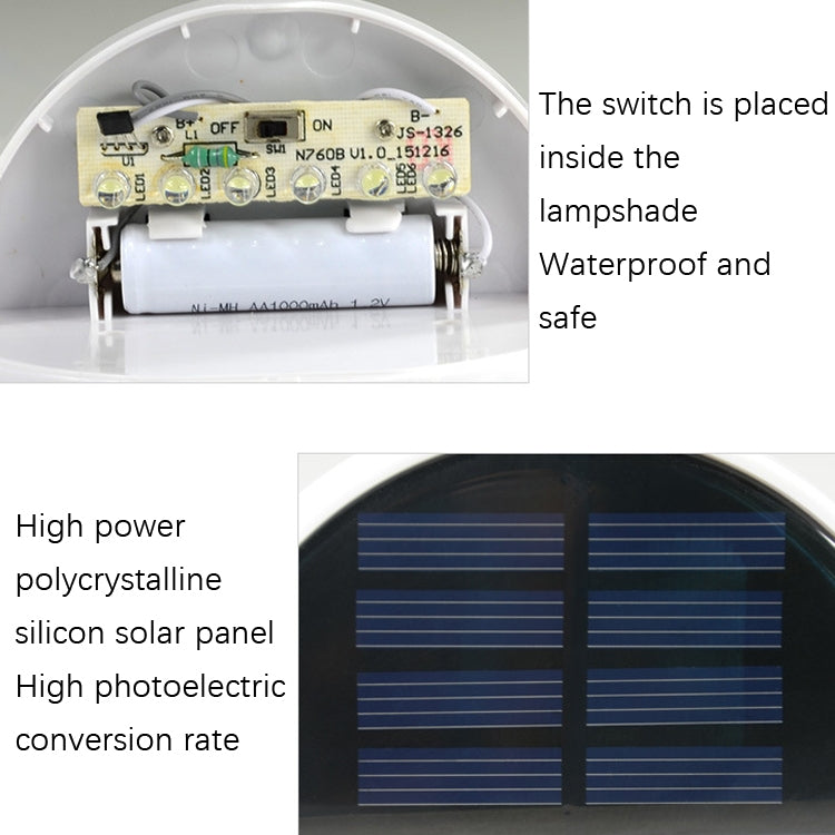 N760B 6 LEDs Outdoor Rain-Proof Solar Semicircular Sensing Wall Light(Warm Light)