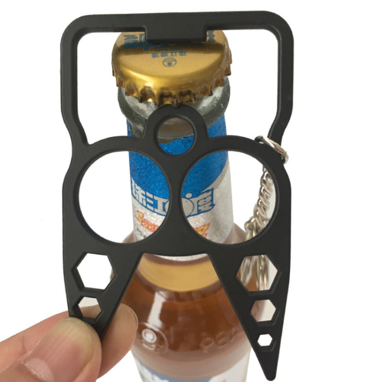 2 PCS 6 In 1 Multifunctional Keychain Zinc Alloy Bottle Opener(Silver)