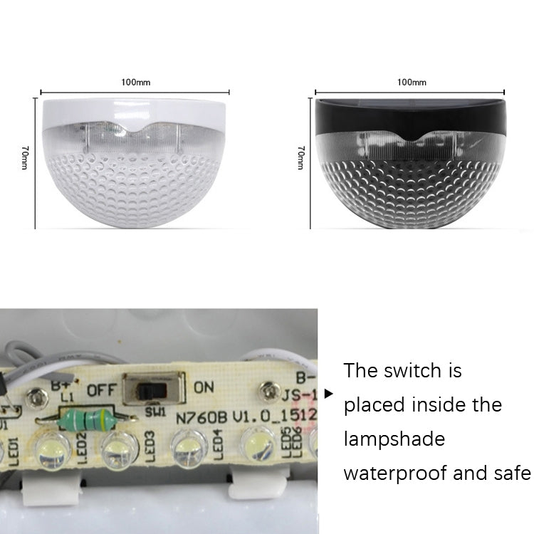 N760B 6 LEDs Outdoor Solar Water Drop Two-color Fence Light(Black Shell)