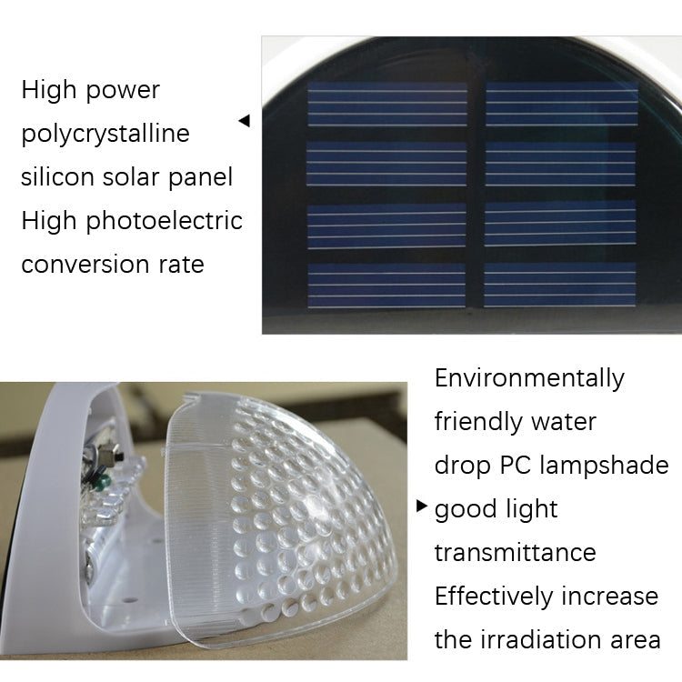 N760B 6 LEDs Outdoor Solar Water Drop Two-color Fence Light(Black Shell)