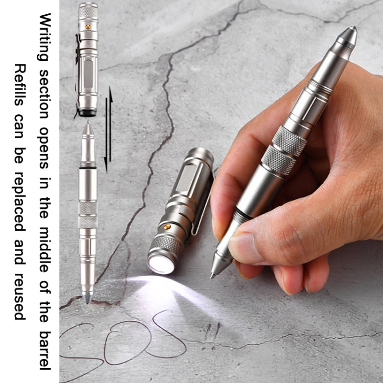 P08 Outdoor LED With Flashing Tungsten Steel Window Breaking Self-Defense Pen(Gold)