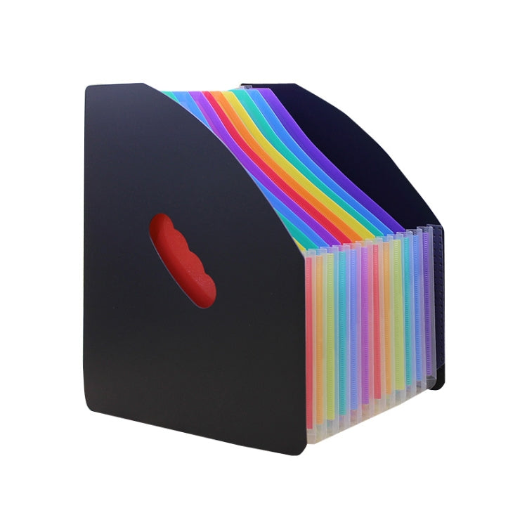 Standing Organ Clip Student Test Paper Storage Clip(Black Surface (Rainbow Inner Page))