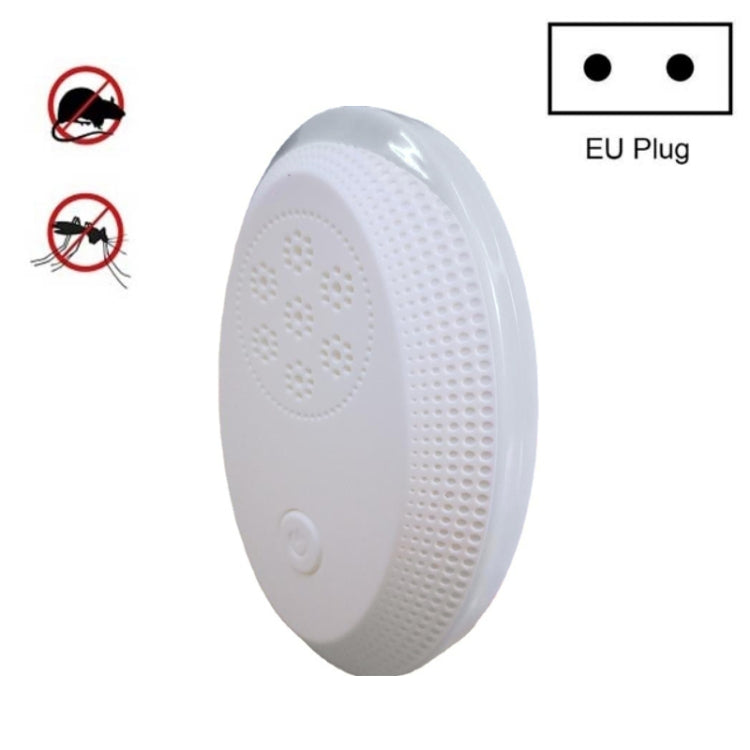 Ultrasonic Mosquito Rat Repellent Night Light, Specification: EU Plug(Pearl White)