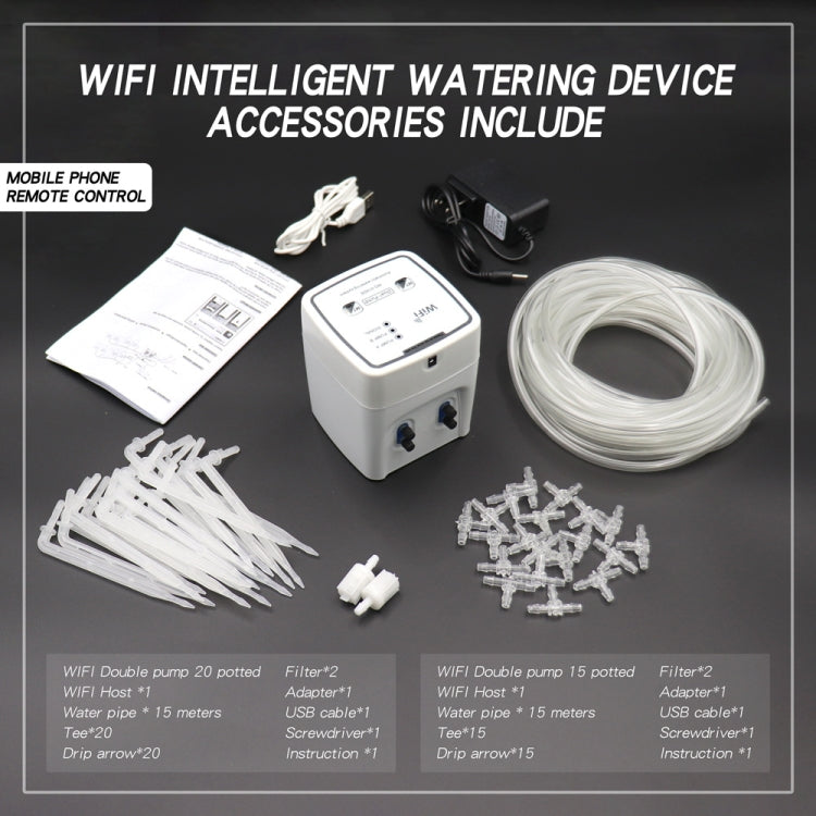 WD-01ADE WIFI Gardening Drip Irrigation Controller, Specification: Double Pump 20 Pots(EU Plug)
